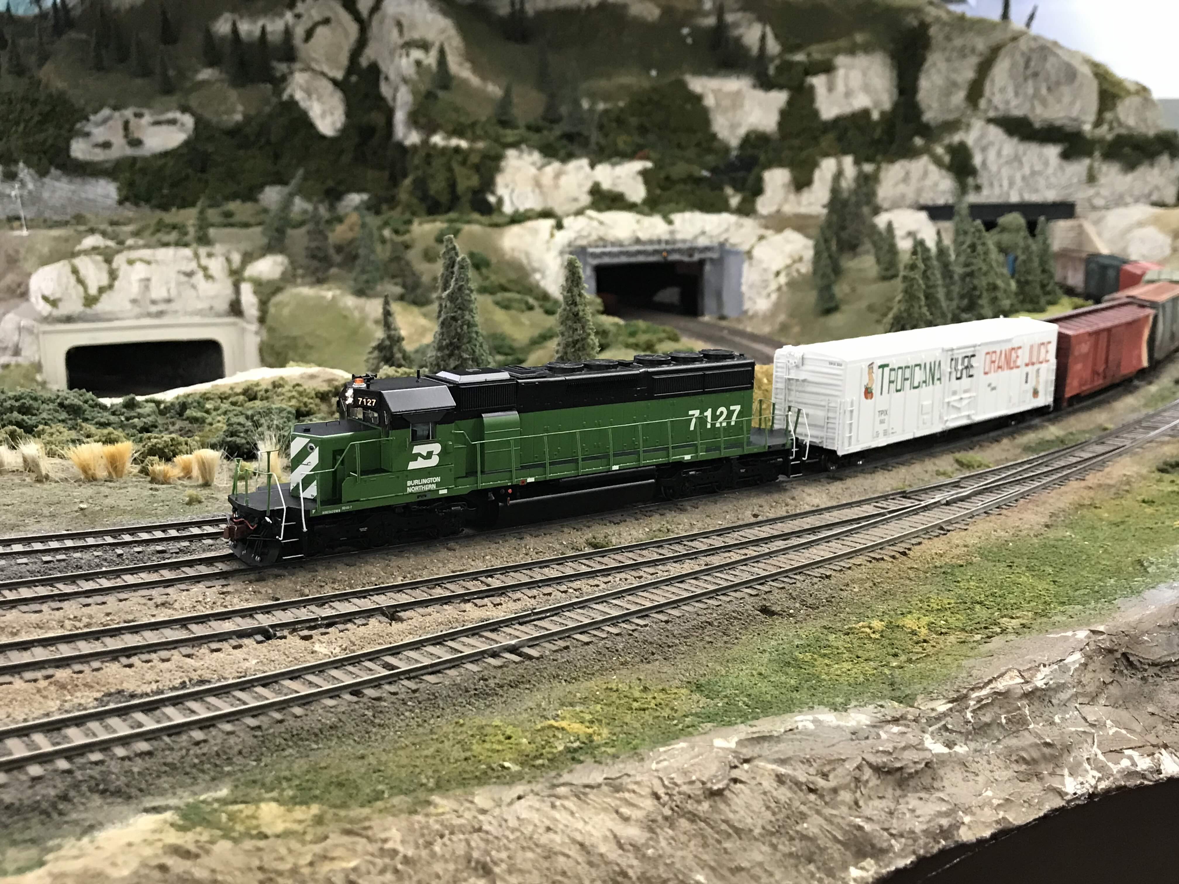 A Burlington Northern Train enters Georgetown
